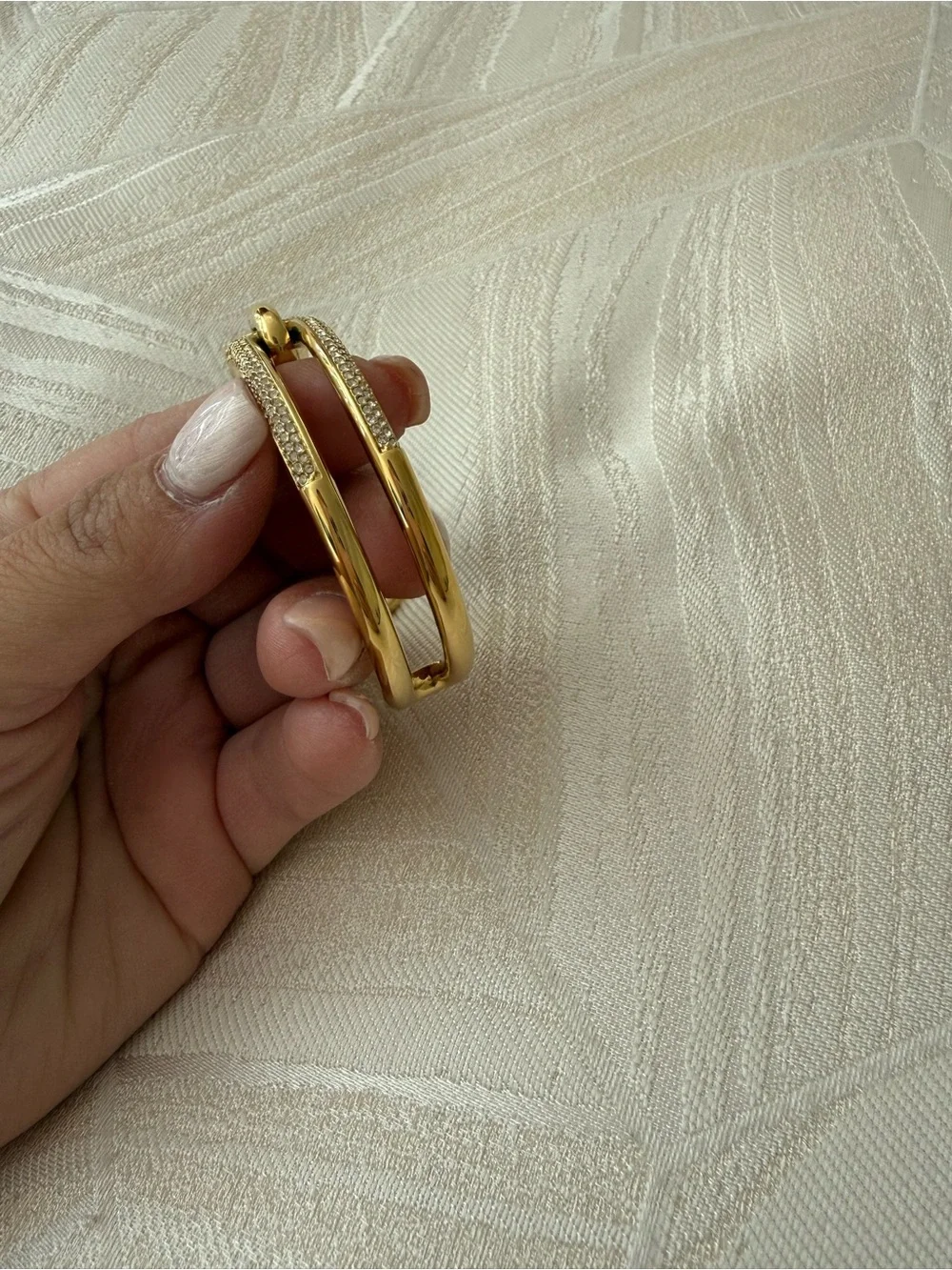 Michael Kors Gold Crystal-Accented Open Cuff Bracelet